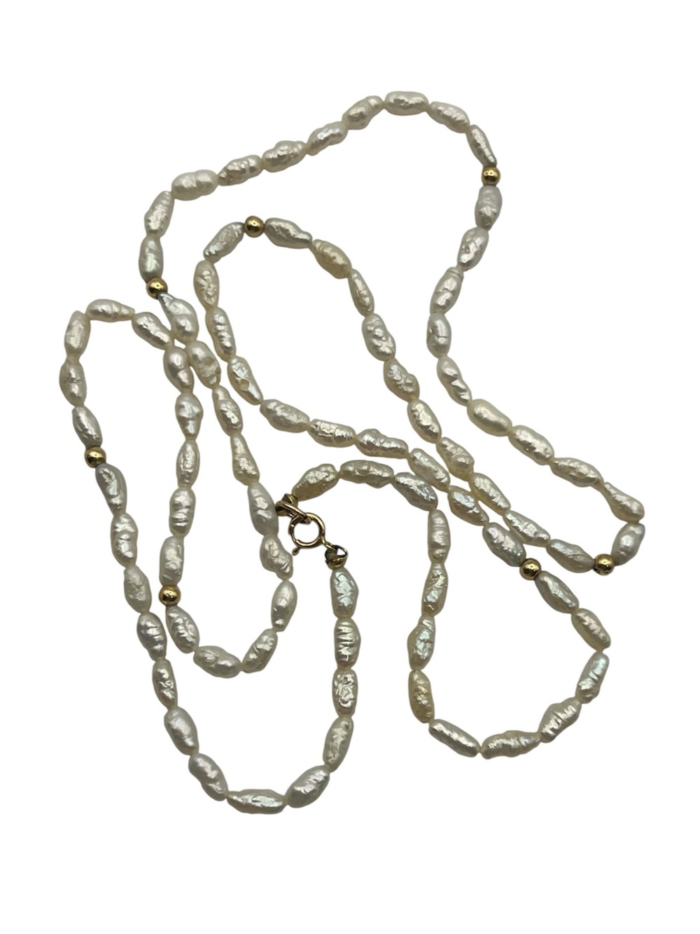 14k freshwater rice pearls beaded vintage necklace